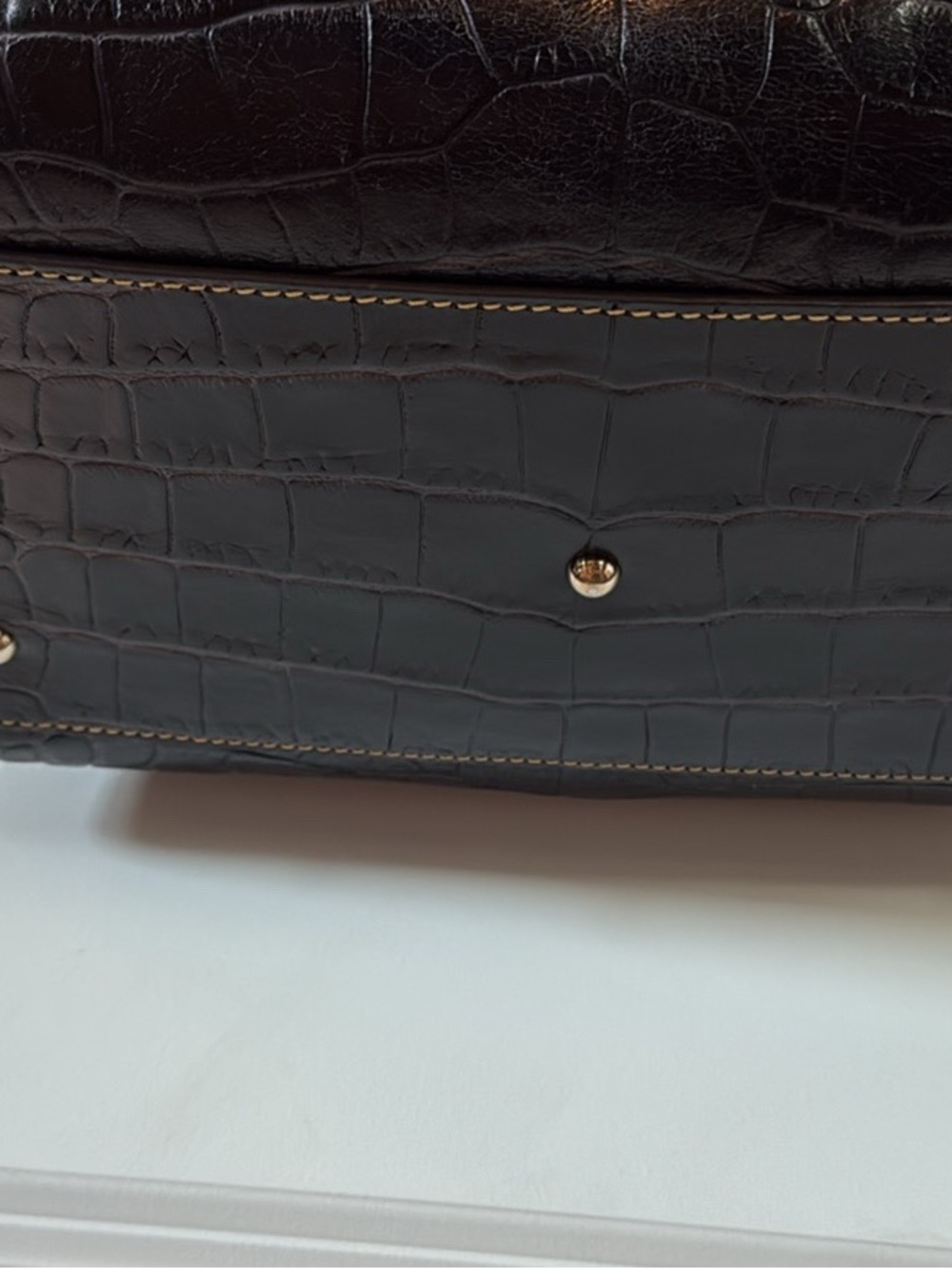 Dooney & Bourke Dark Brown Croc-Embossed Leather Satchel - Picture 8 of 8